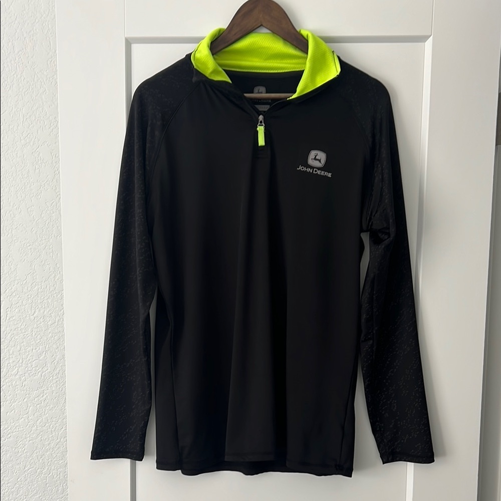 NWOT- John Deere Black and Neon Green Quarter-Zip
